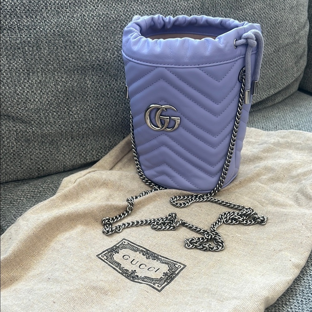Gucci Purple Crossbody Bag with Chevron Quilting